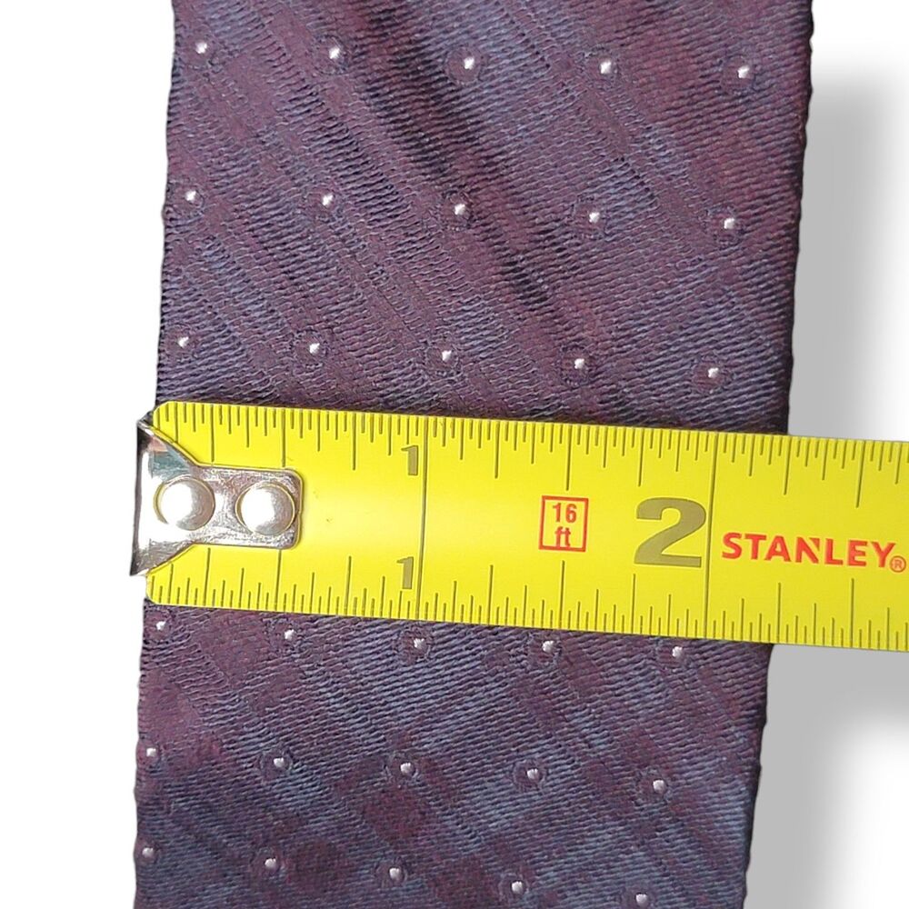 Calvin Klein Polka Dot Tie Men's Purple Necktie Standard Classic Preppy Academia - Picture 5 of 5